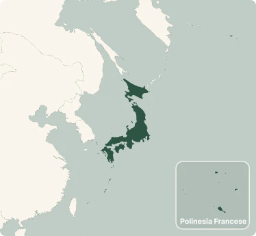 Mappa del tour di Giappone & Polinesia Francese
